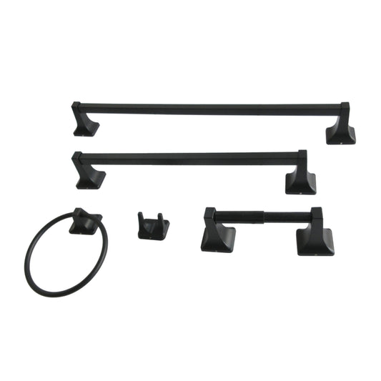 Kingston Brass BAHK60212478K Milton 5-Piece 18" and 24" Towel Bars Bathroom Accessory Set, Matte Black