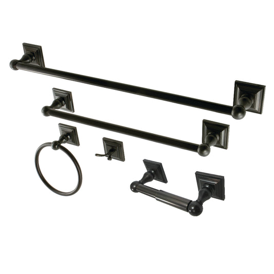 Kingston Brass BAHK3212478C Serano 5-Piece 18-Inch and 24-Inch Towel Bars Bathroom Accessory Set in Polished Chrome