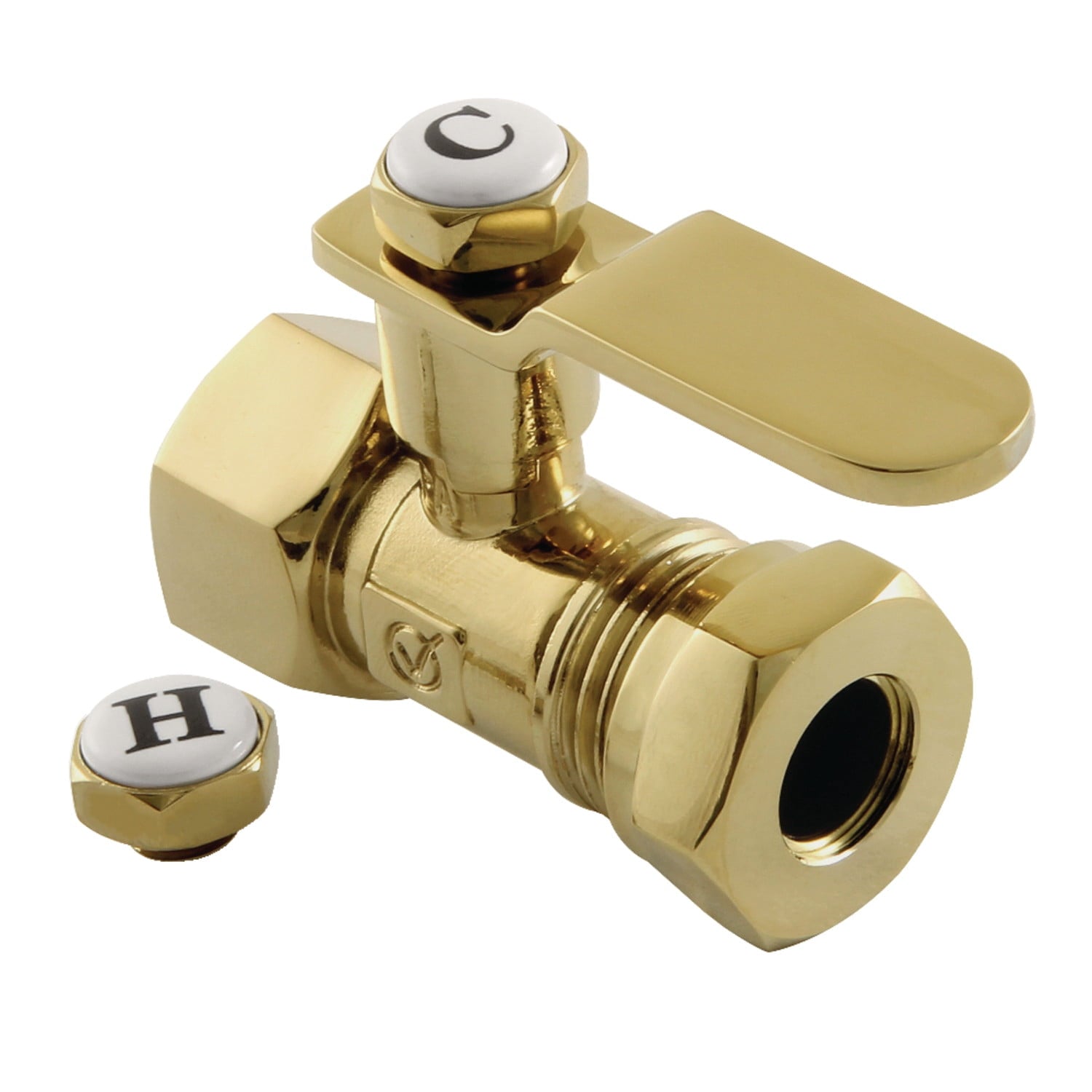 Kingston Brass CA4415PB 1/2" FIP x 1/2" or 7/16" Slip Joint Straight Stop Valve, Polished Brass