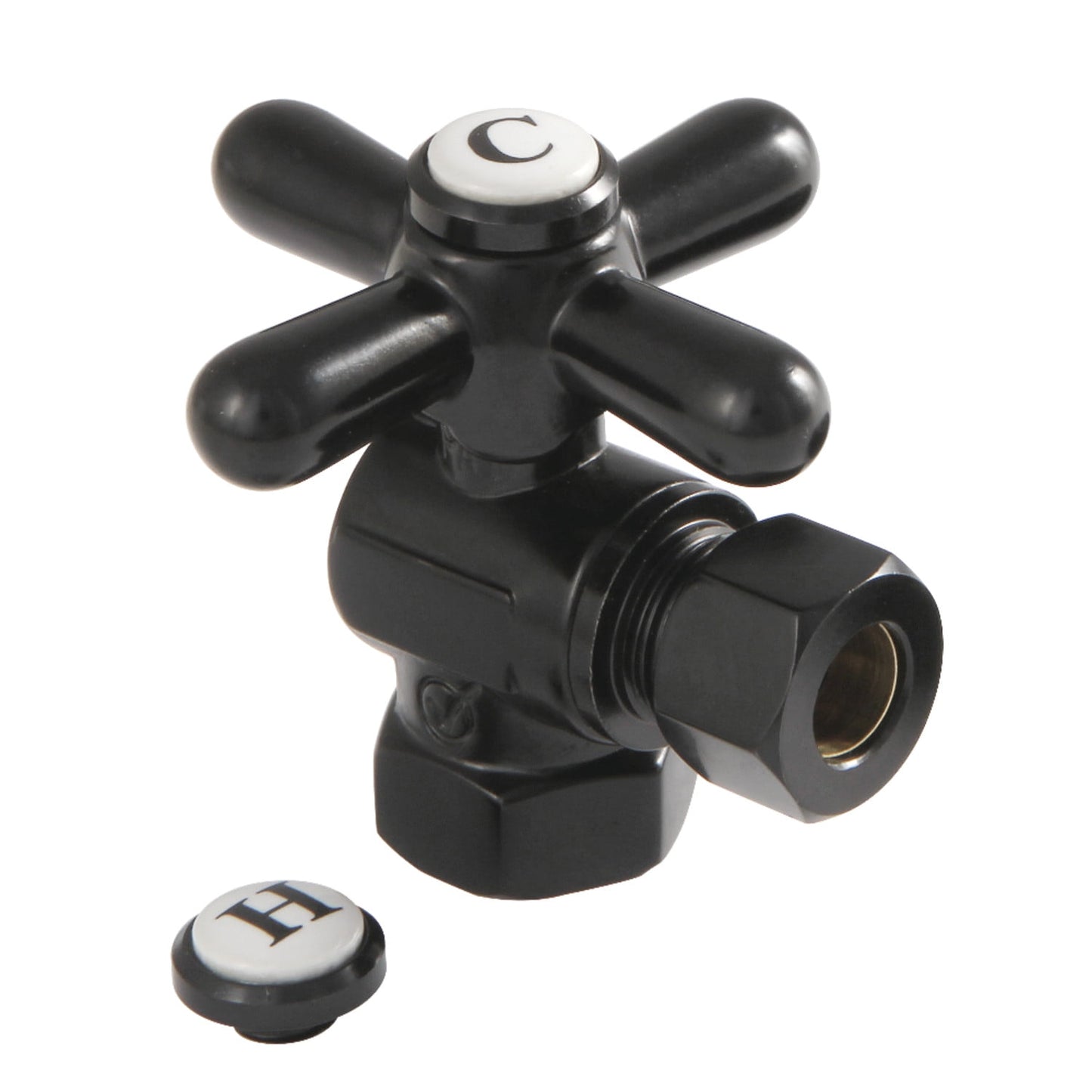 Kingston Brass CC33100X 3/8" FIP x 3/8" OD Comp Quarter-Turn Angle Stop Valve, Matte Black
