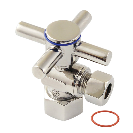 Kingston Brass CC43106DX 1/2-Inch FIP x 3/8-Inch O.D. Comp Quarter-Turn Angle Shut-Off Valve in Polished Nickel