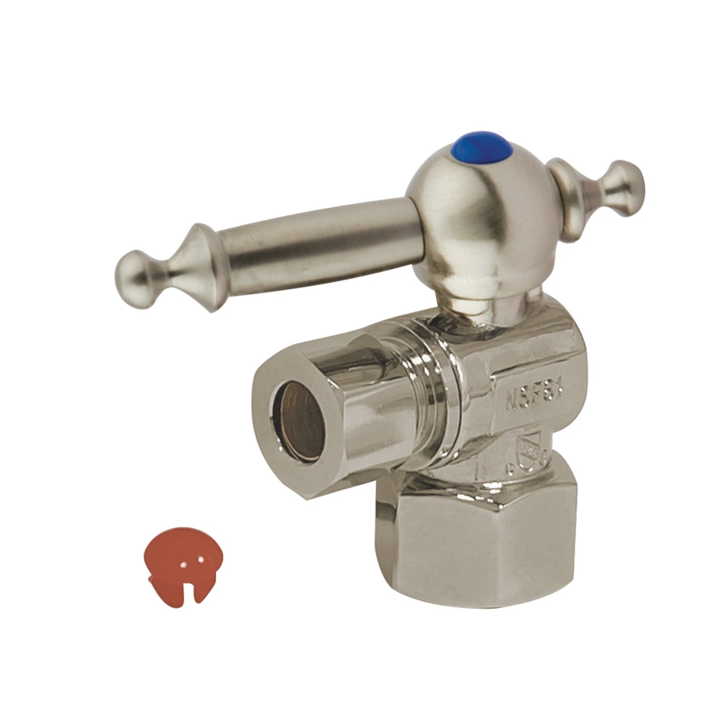 Kingston Brass CC43108TL 1/2-Inch FIP x 3/8-Inch O.D. Comp Quarter-Turn Angle Shut-Off Valve in Brushed Nickel