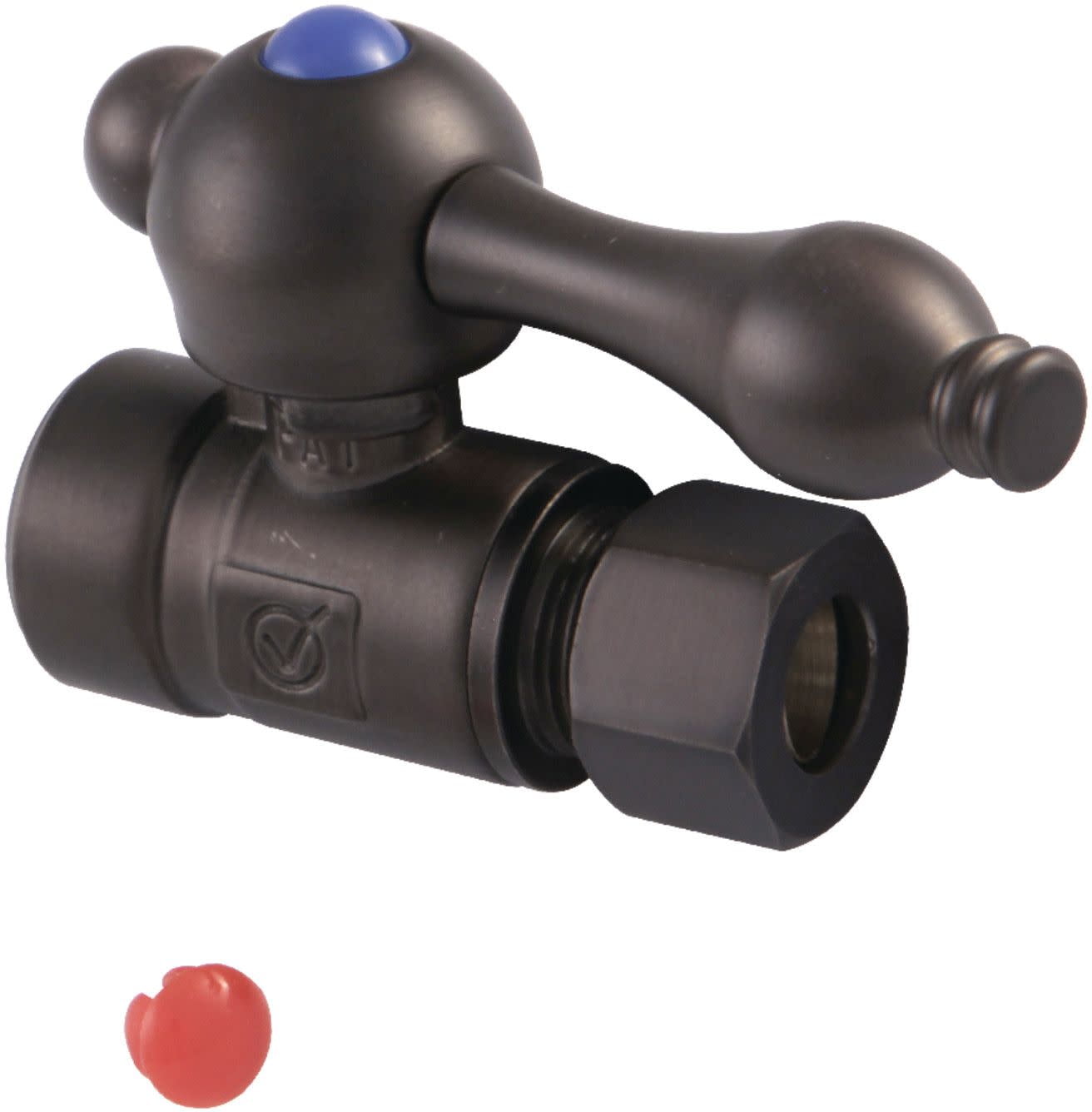 Kingston Brass CC43255 1/2" Sweat x 3/8" O.D. Comp Straight Shut Off Valve, Oil Rubbed Bronze