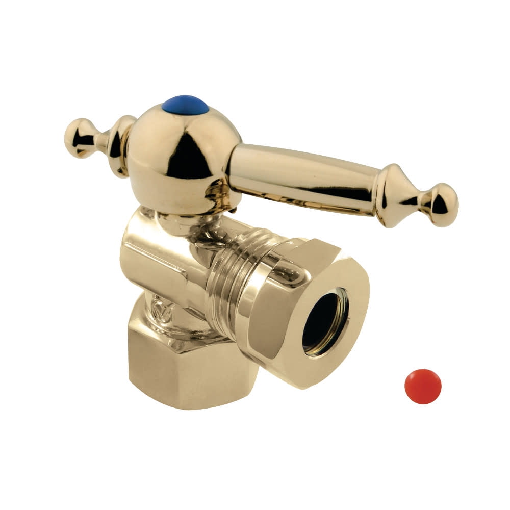 Kingston Brass CC44102TL 1/2" FIP x 1/2" or 7/16" Slip Joint Angle Stop Valve, Polished Brass