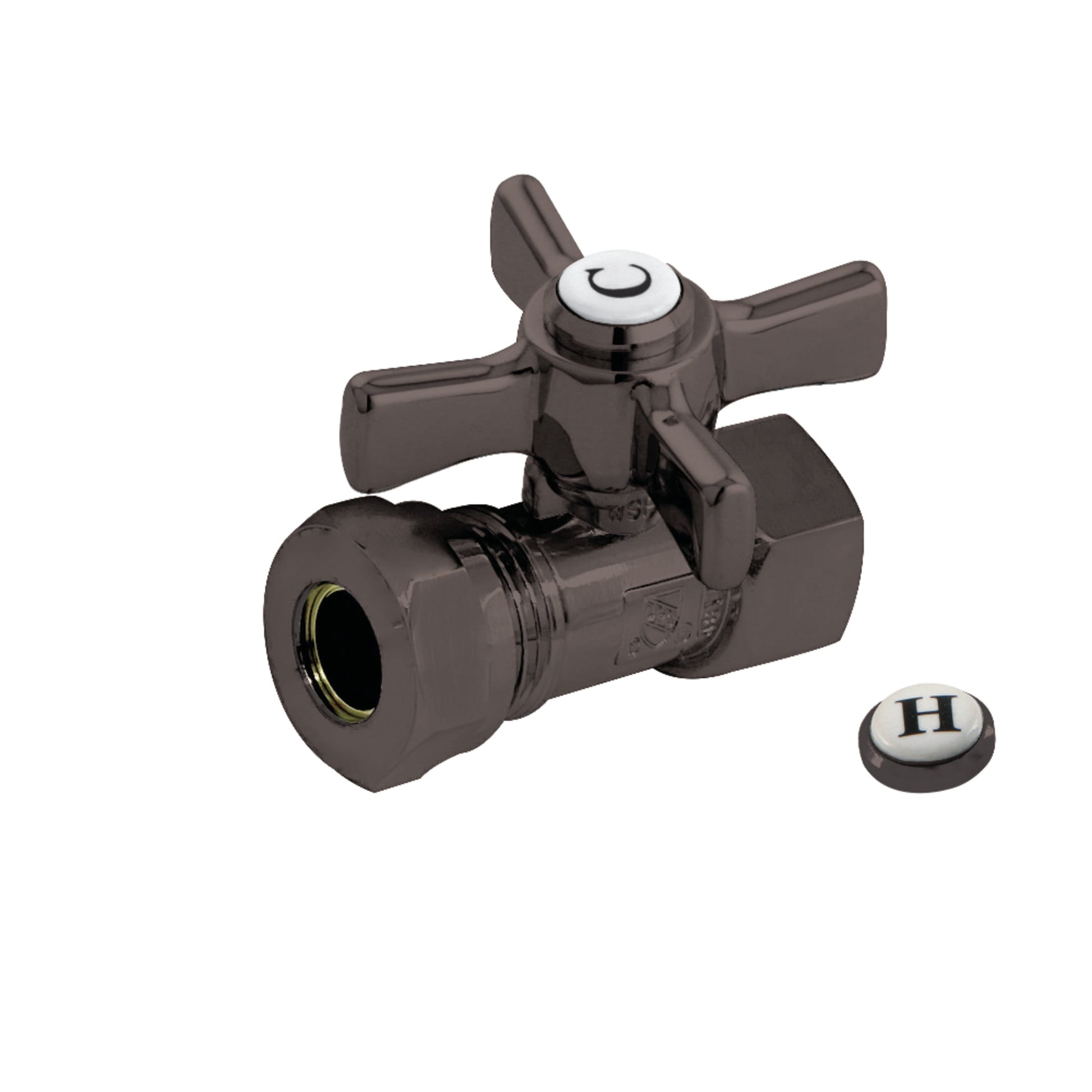 Kingston Brass CC44155ZX 1/2-Inch FIP x 1/2-Inch or 7/16-Inch Slip Joint Quarter-Turn Straight Shut-Off Valve in Oil Rubbed Bronze