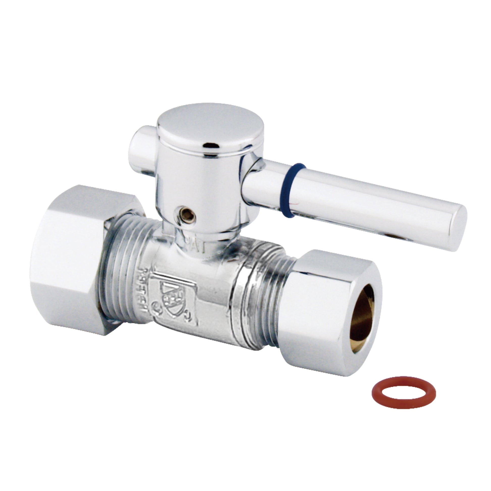 Kingston Brass CC44451DL 5/8-Inch O.D. Comp x 1/2-Inch O.D. Comp Quarter-Turn Straight Shut-Off Valve in Polished Chrome