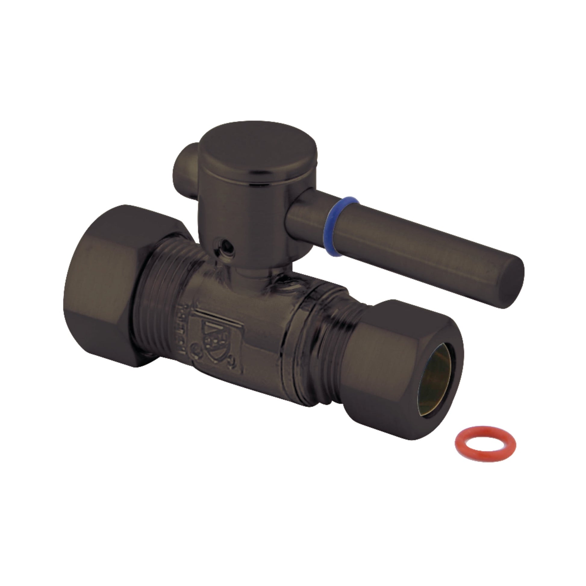 Kingston Brass CC44455DL 5/8-Inch O.D. Comp x 1/2-Inch O.D. Comp Quarter-Turn Straight Shut-Off Valve in Oil Rubbed Bronze