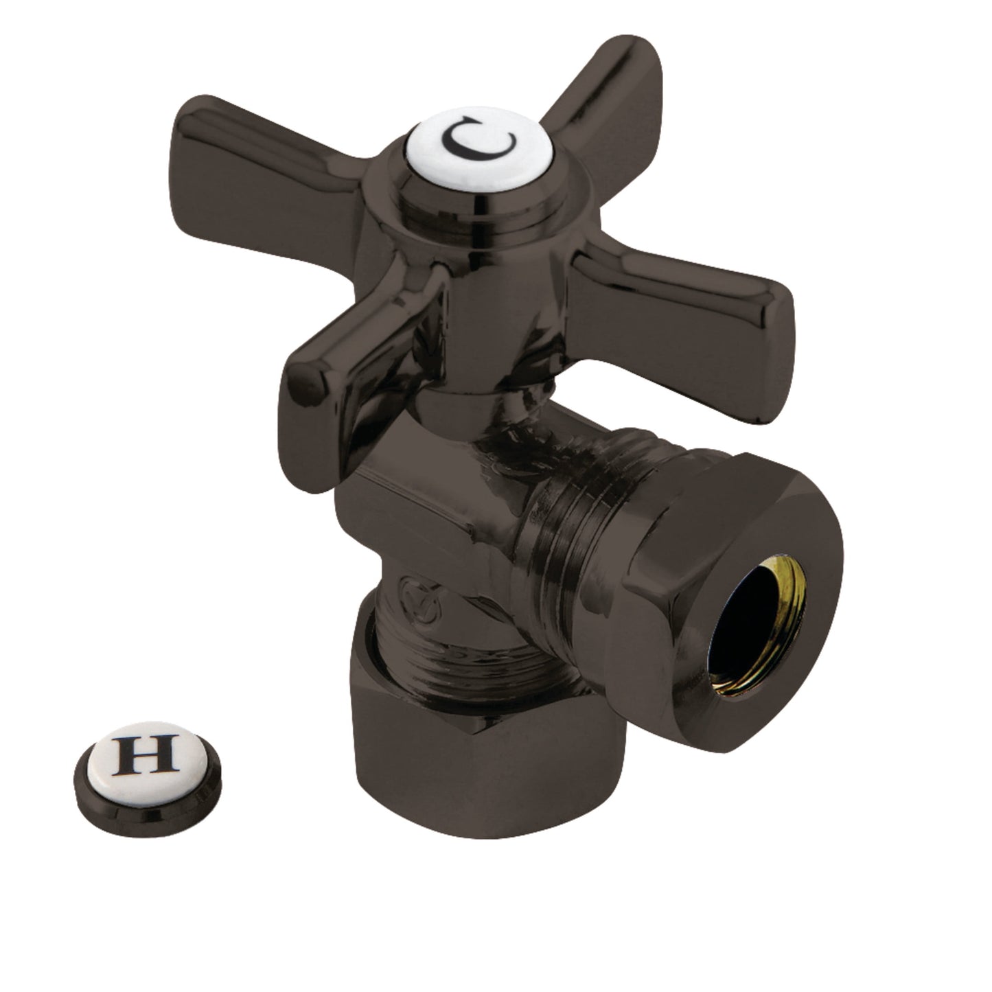 Kingston Brass CC54305ZX 5/8-Inch O.D. Comp x 1/2-Inch or 7/16-Inch Slip Joint Quarter-Turn Angle Shut-Off Valve in Oil Rubbed Bronze