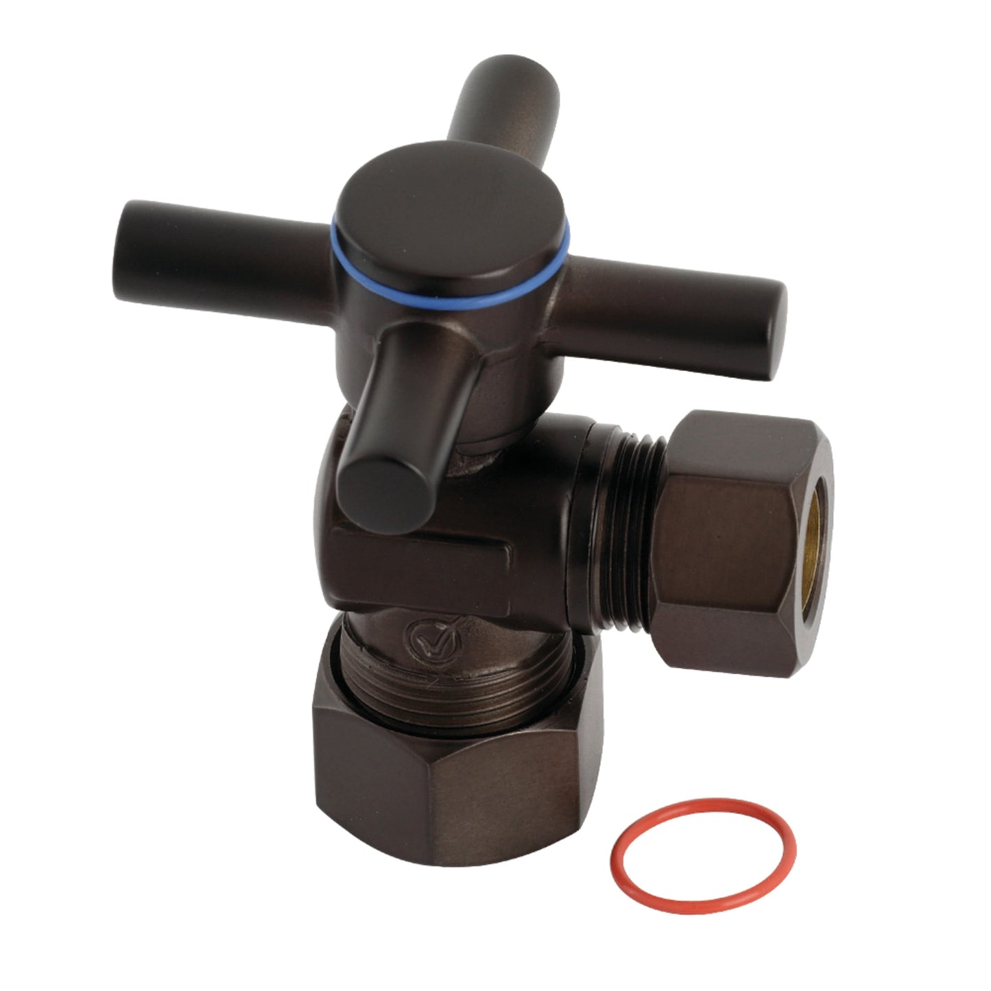 Kingston Brass CC54405DX 5/8-Inch O.D. Comp x 1/2-Inch O.D. Comp Quarter-Turn Angle Shut-Off Valve in Oil Rubbed Bronze