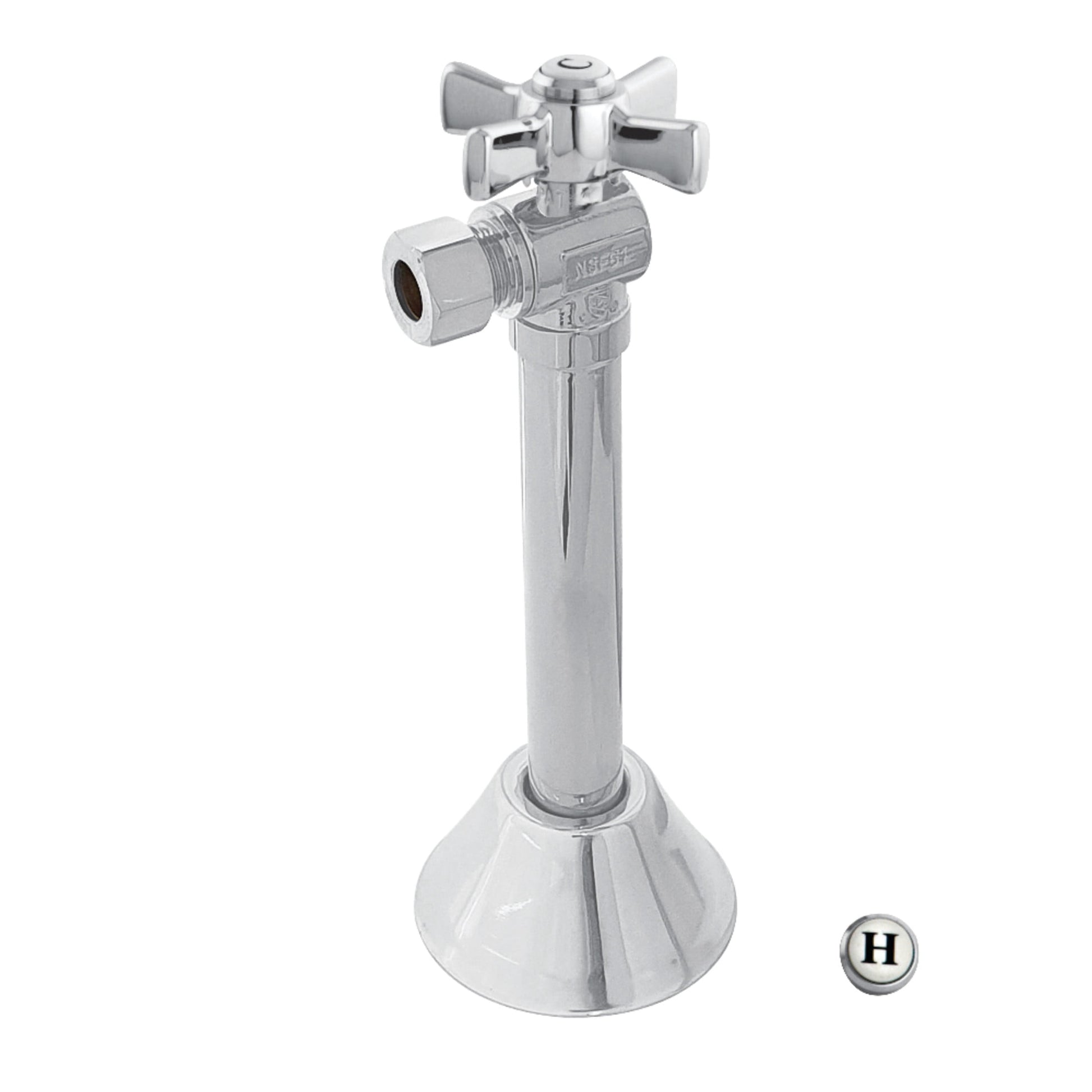 Kingston Brass CC83201ZX 1/2-Inch Sweat x 3/8-Inch O.D. Comp Angle Shut-Off Valve with 5-Inch Extension in Polished Chrome