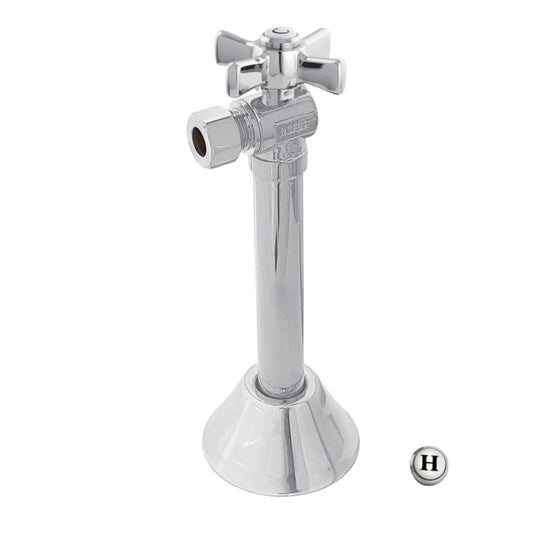 Kingston Brass CC83201ZX 1/2-Inch Sweat x 3/8-Inch O.D. Comp Angle Shut-Off Valve with 5-Inch Extension in Polished Chrome