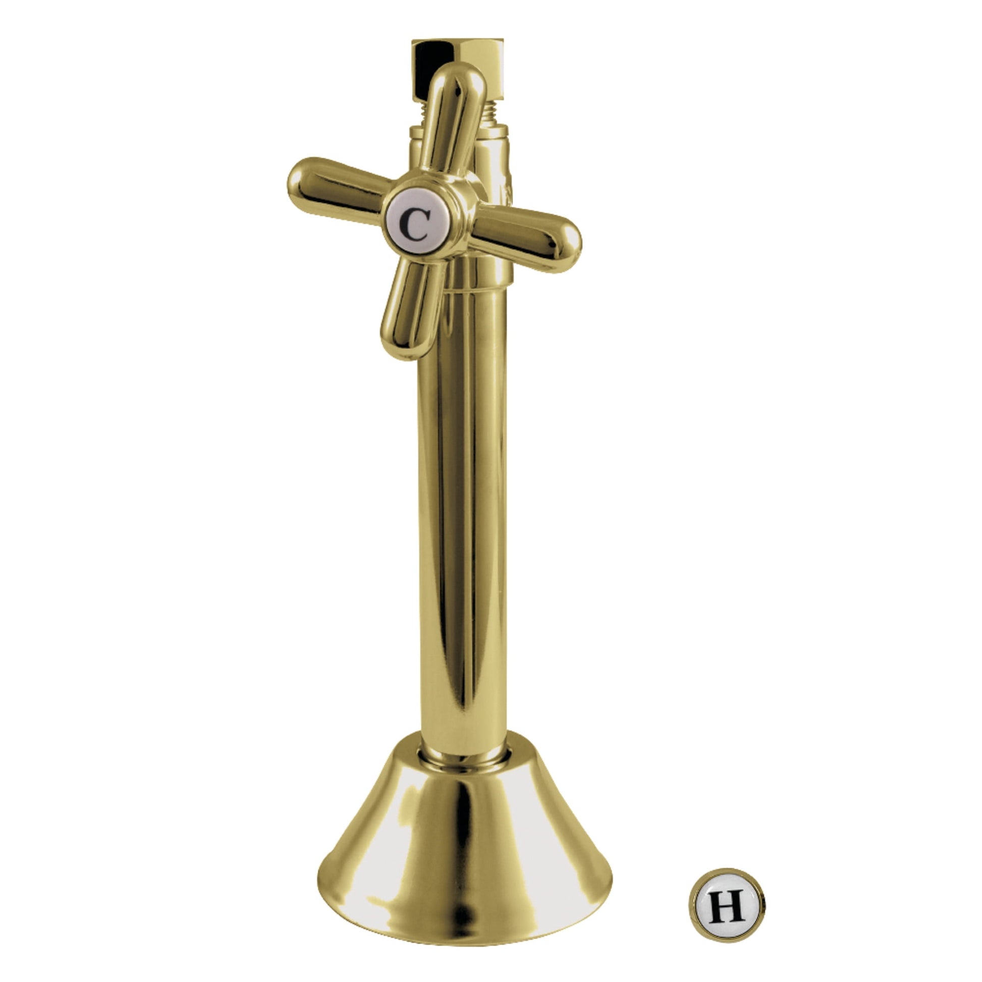 Kingston Brass CC83252X 1/2-Inch Sweat x 3/8-Inch O.D. Comp Straight Shut-Off Valve with 5-Inch Extension in Polished Brass