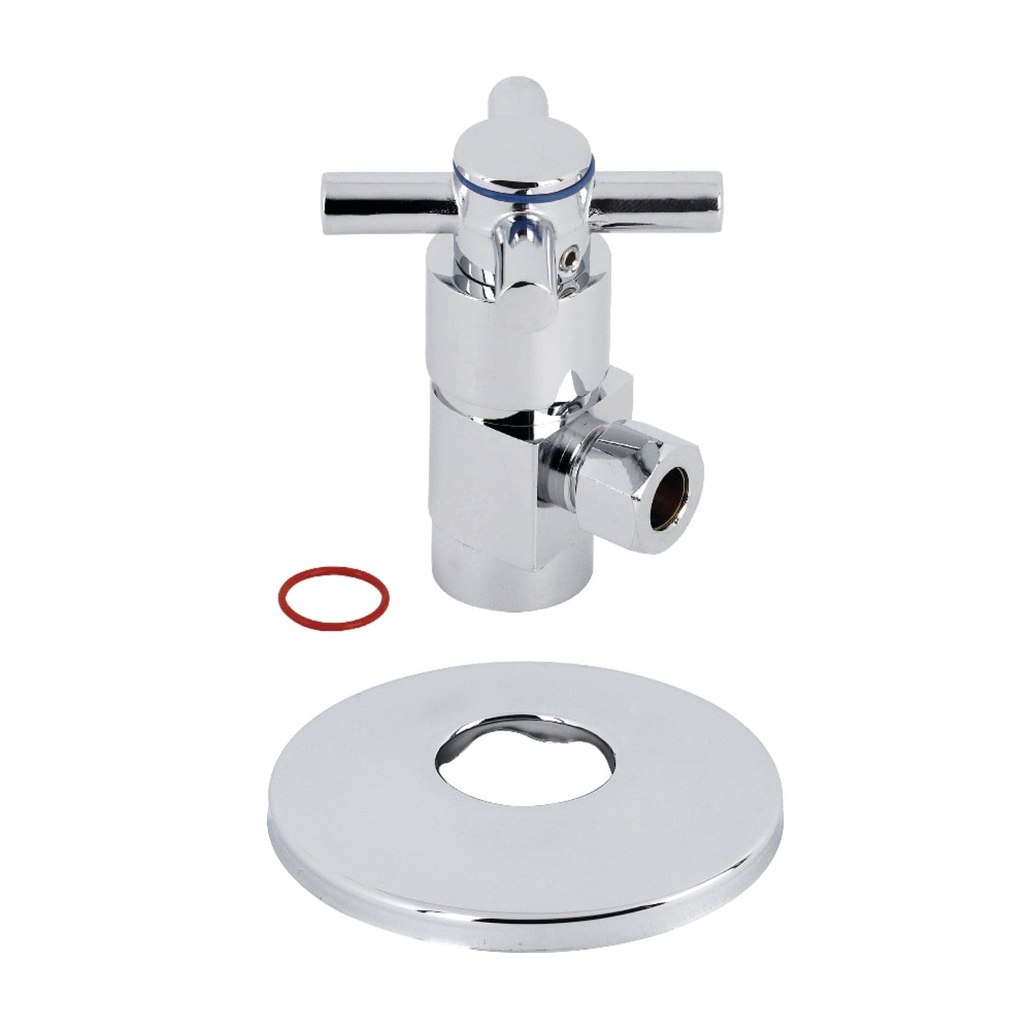 Kingston Brass CD43301DXK 1/2" FIP x 3/8" O.D. Anti-Seize Deluxe Quarter-Turn Ceramic Hardisc Cartridge Angle Stop with Flange, Polished Chrome