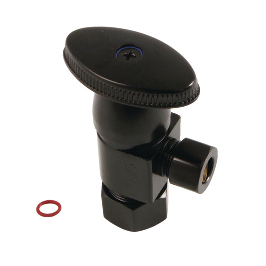 Kingston Brass CD53300VA 5/8-Inch O.D. Comp x 3/8-Inch O.D. Comp Anti-Seize Deluxe Quarter-Turn Ceramic Hardisc Cartridge Angle Stop in Matte Black