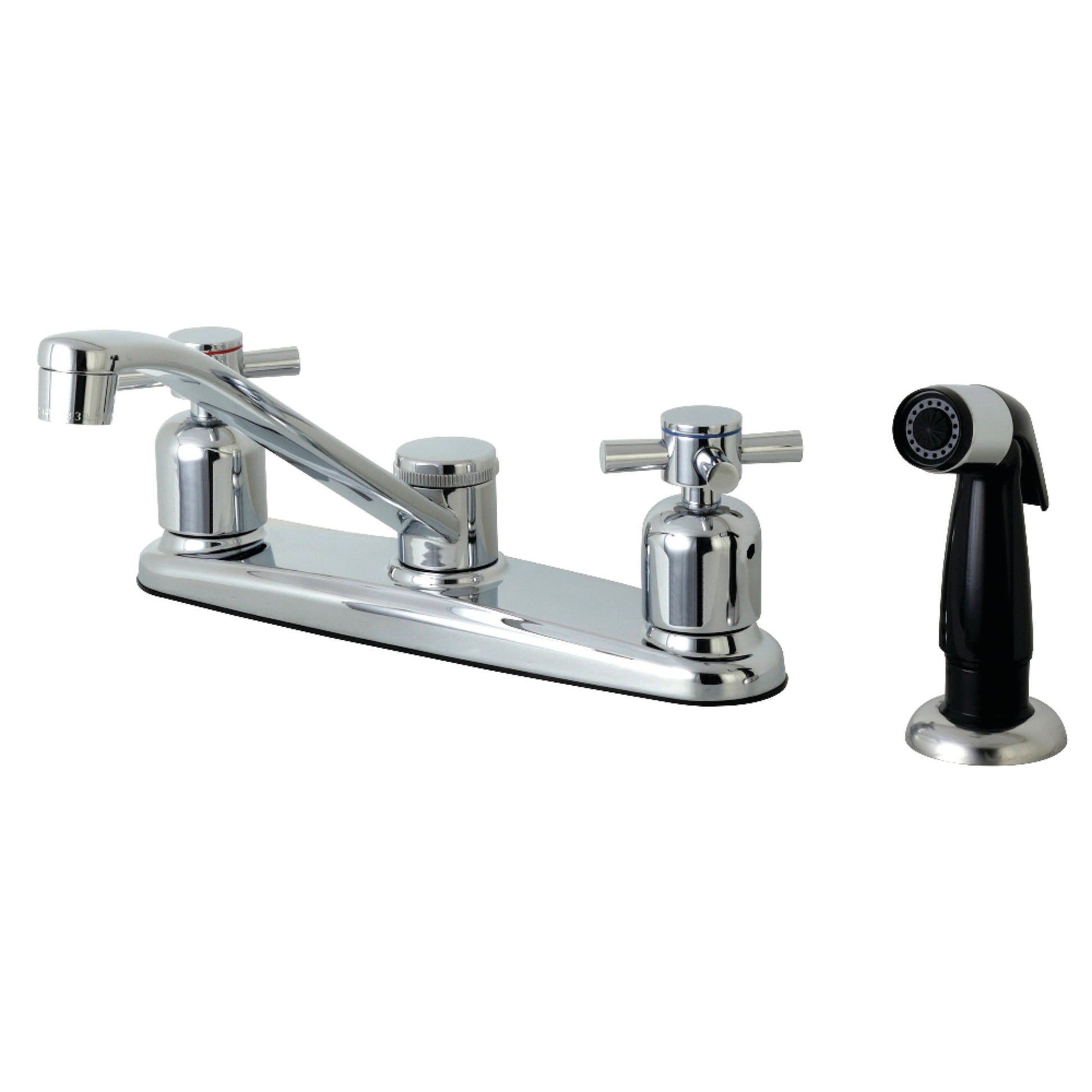 Kingston FB112DX Concord Two-Handle 4-Hole 8" Centerset Kitchen Faucet with Side Sprayer in Polished Chrome