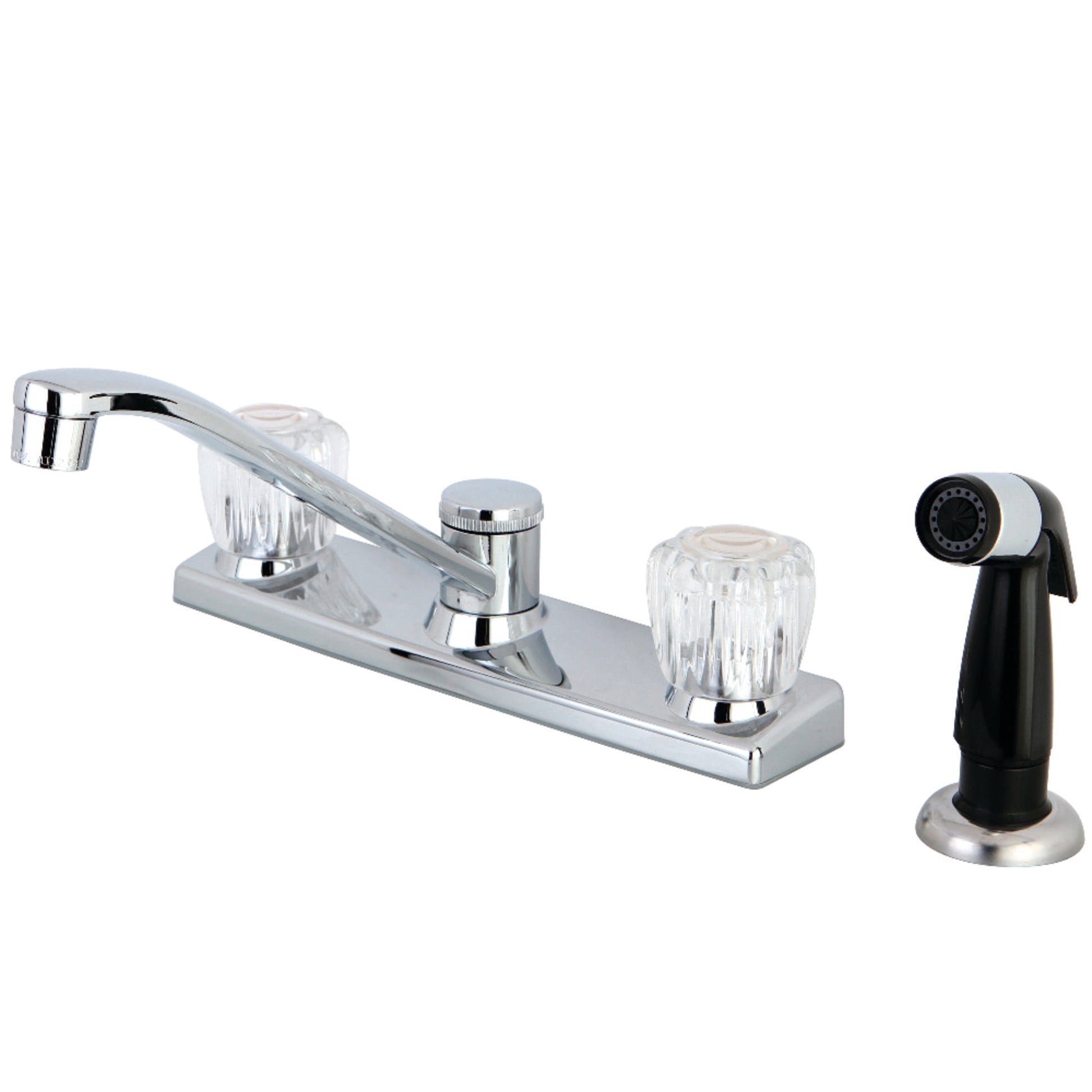Kingston FB122 Columbia Two-Handle 4-Hole 8" Centerset Kitchen Faucet with Side Sprayer in Polished Chrome