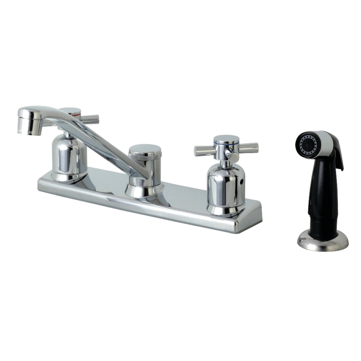 Kingston FB122DX Concord Two-Handle 4-Hole 8" Centerset Kitchen Faucet with Side Sprayer in Polished Chrome