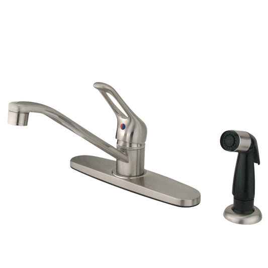 Kingston FB562SN Wyndham One-Handle 4-Hole 8" Centerset Kitchen Faucet with Side Sprayer in Brushed Nickel