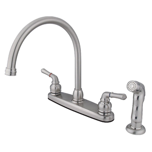 Kingston Brass FB798SP Magellan 8" Centerset Kitchen Faucet with Sprayer, Brushed Nickel