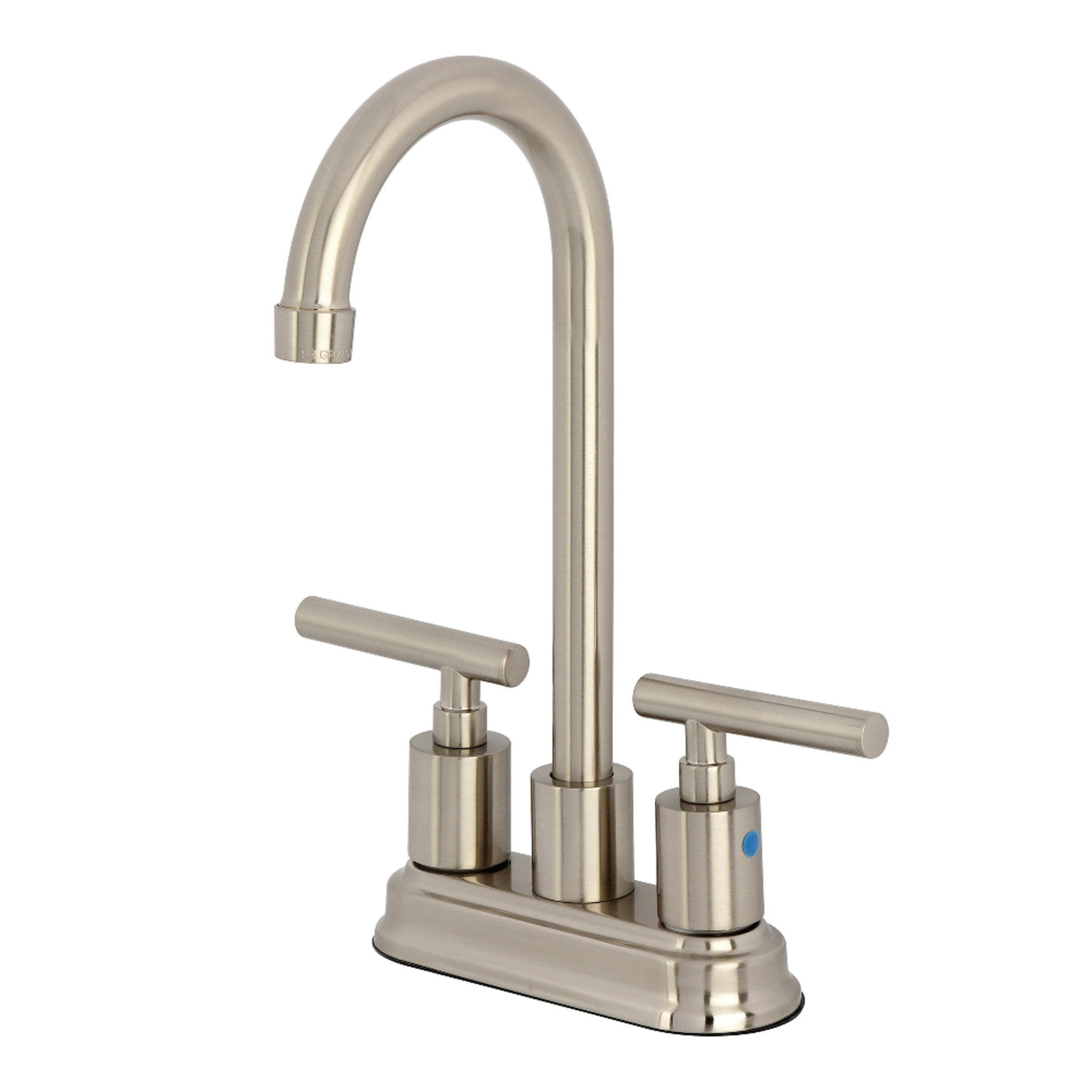 Kingston Brass FB8491CML Manhattan Grifo de Barra de Arco Alto con Juego Central de Doble Manija de 4", Cromo Pulido