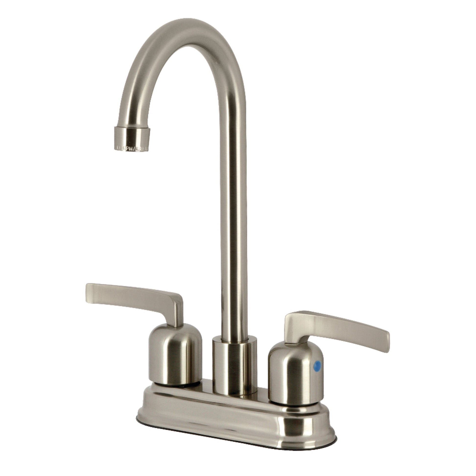 Kingston Brass FB8498EFL Centurion Double-Handle 4" Centerset High-Arc Bar Faucet, Brushed Nickel
