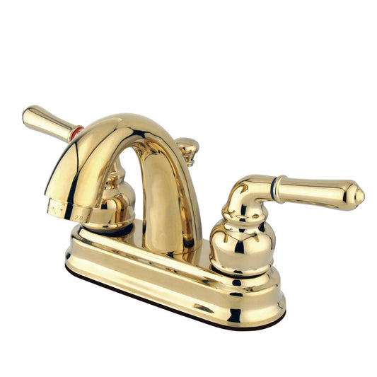 Kingston Brass GKB5612NML Water Saving Naples Centerset Lavatory Faucet with Metal Lever Handles, Polished Brass