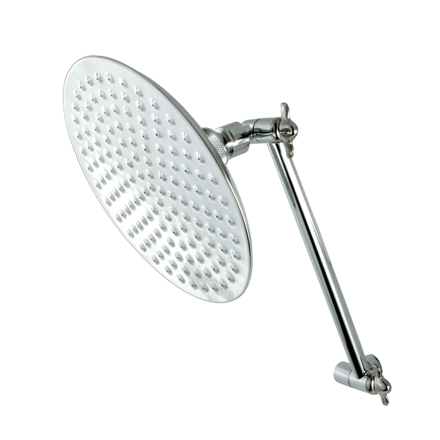 Kingston Brass K136K1 Victorian 7-3/4 Inch Round Raindrop Brass Shower Head with 10-Inch High-Low Adjustable Shower Arm in Polished Chrome