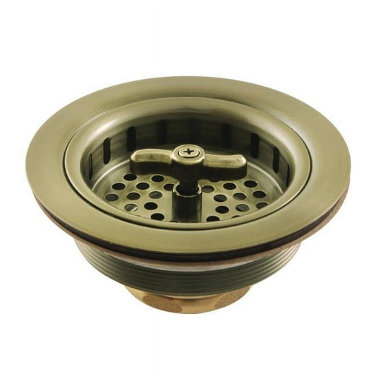 Kingston Brass K212AB Tacoma Spin & Seal Sink Basket Strainer, Antique Brass