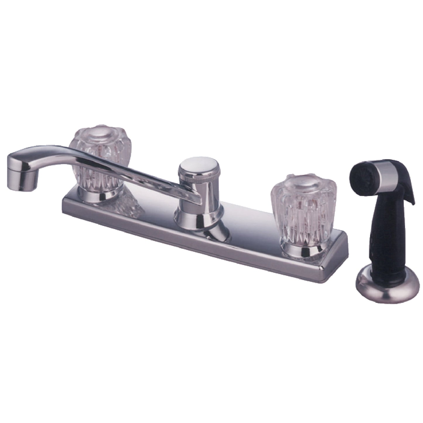 Kingston KB122 Americana Two-Handle 4-Hole 8" Centerset Kitchen Faucet with Side Sprayer in Polished Chrome
