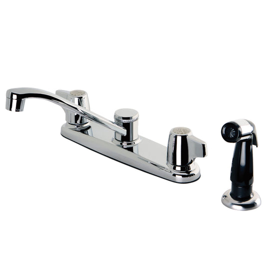 Kingston KB262 Magellan Two-Handle 4-Hole 8" Centerset Kitchen Faucet with Side Sprayer in Polished Chrome