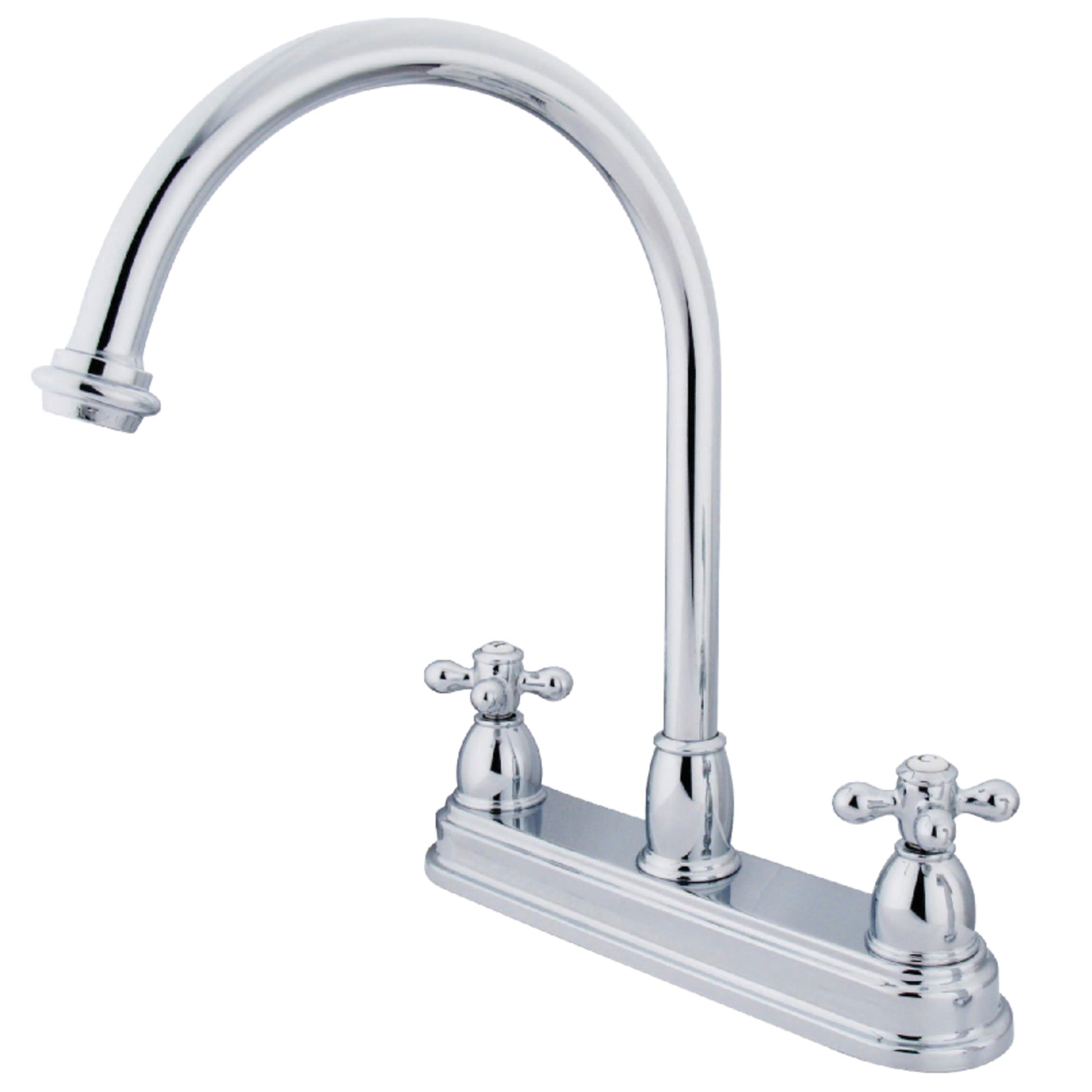 Kingston KB3741AX Restoration Two-Handle 3-Hole 8" Centerset Kitchen Faucet in Polished Chrome