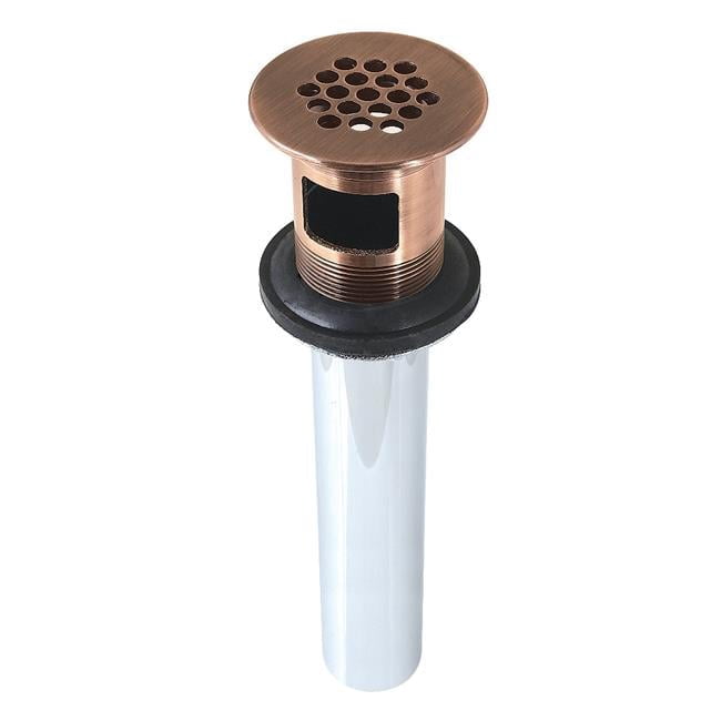 Kingston Brass KB500AC Grid Drain with Overflow, Antique Copper
