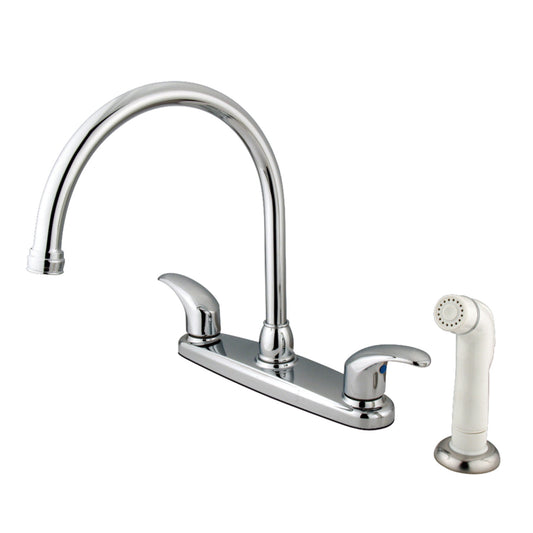 Kingston KB6791LL Legacy Two-Handle 4-Hole 8" Centerset Kitchen Faucet with Side Sprayer in Polished Chrome