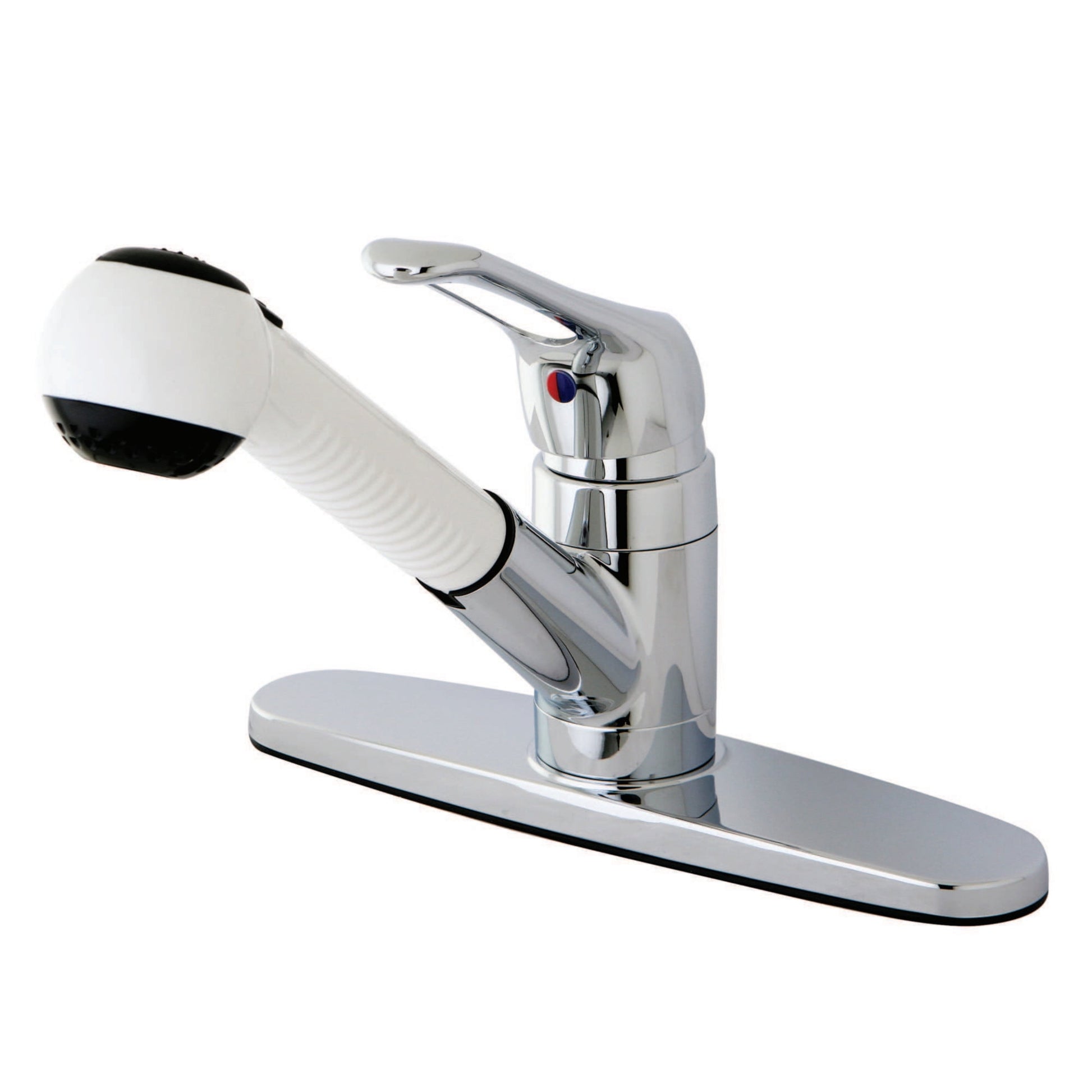 Kingston Brass KB701 Single-Handle 1-or-3 Hole Deck Mount Pull-Out Sprayer Kitchen Faucet in Polished Chrome