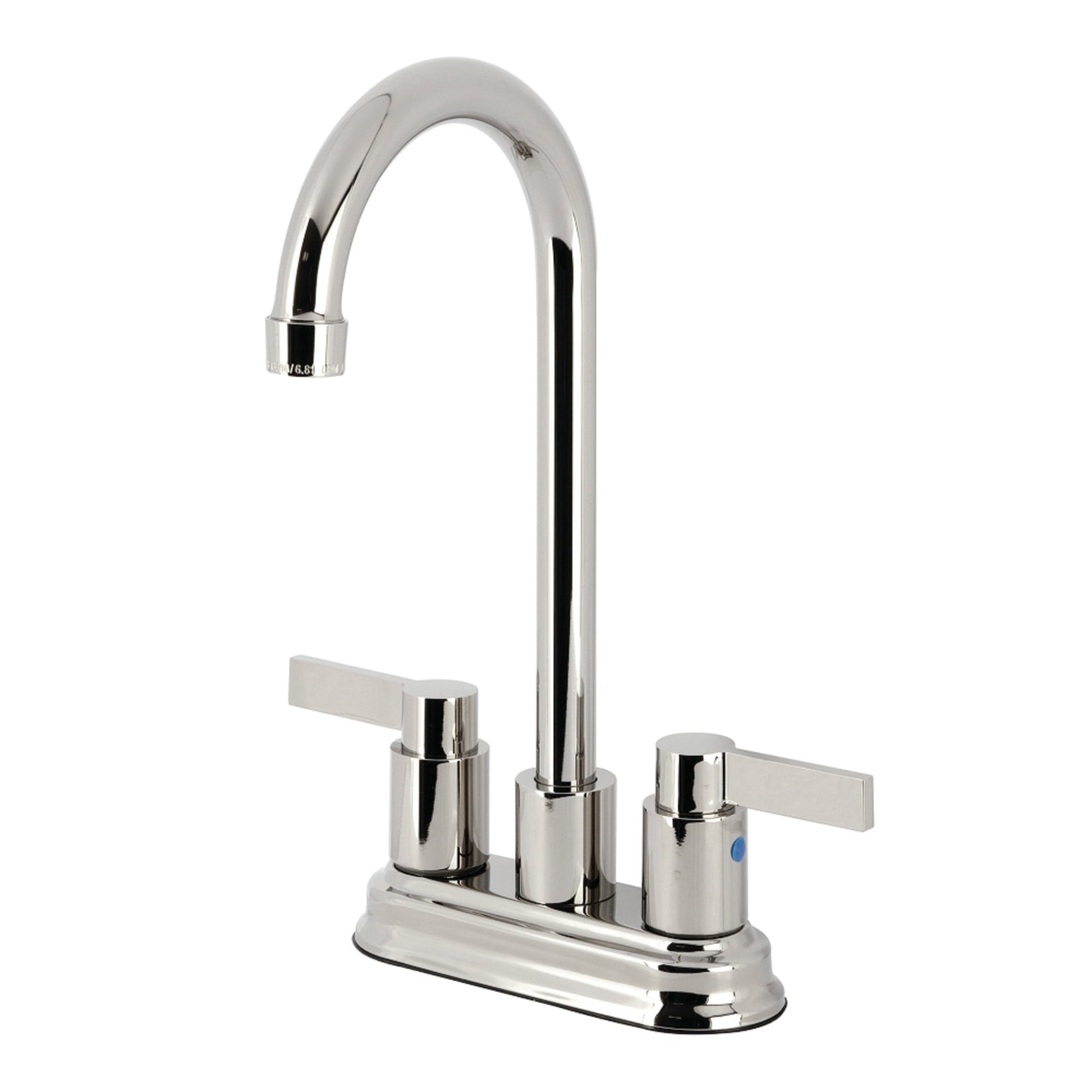 Kingston Brass KB8496NDL NuvoFusion Two-Handle 2-Hole Deck Mount Bar Faucet in Polished Nickel