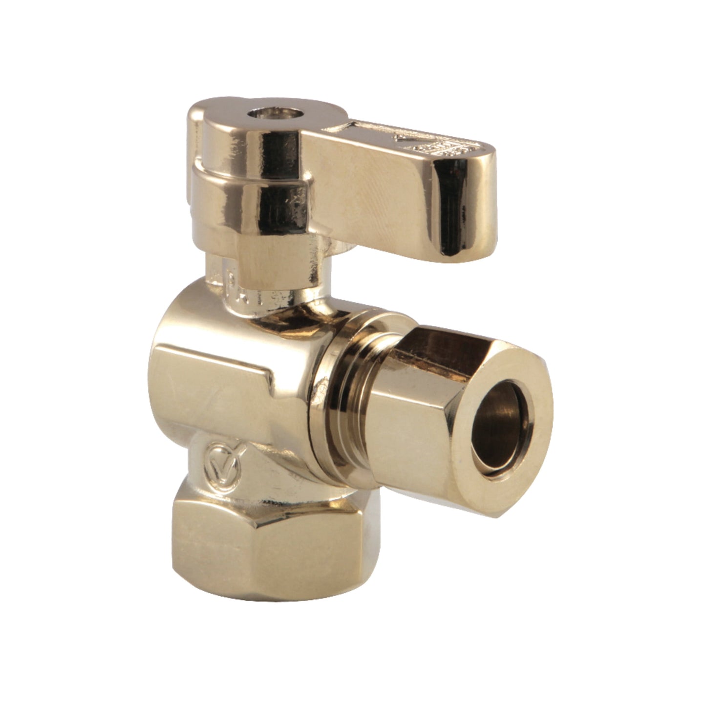Kingston Brass KF3310PB 3/8-Inch FIP x 3/8-Inch O.D. Comp Quarter-Turn Angle Shut-Off Valve in Polished Brass