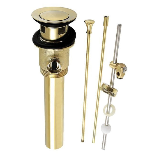 Kingston Brass KBT2122 16.25 in. 22 Gauge Brass Pop-Up Drain with Overflow & Extra Long Pop-Up Rod, Polished Brass
