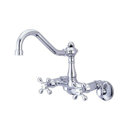 Kingston Brass KS3225AX Vintage 6" Adjustable Center Wall Mount Kitchen Faucet, Oil Rubbed Bronze
