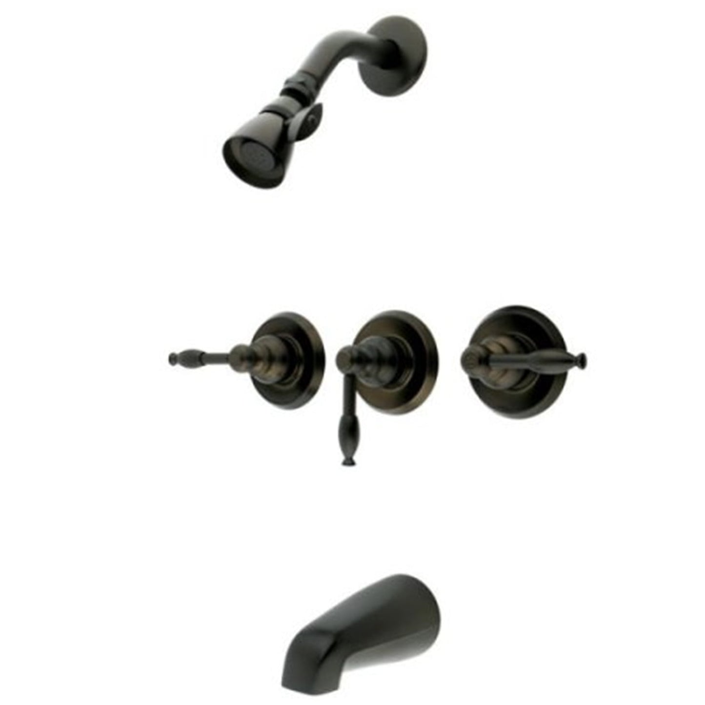 Kingston Brass Magellan Triple Handle Tub and Shower Faucet with Valve