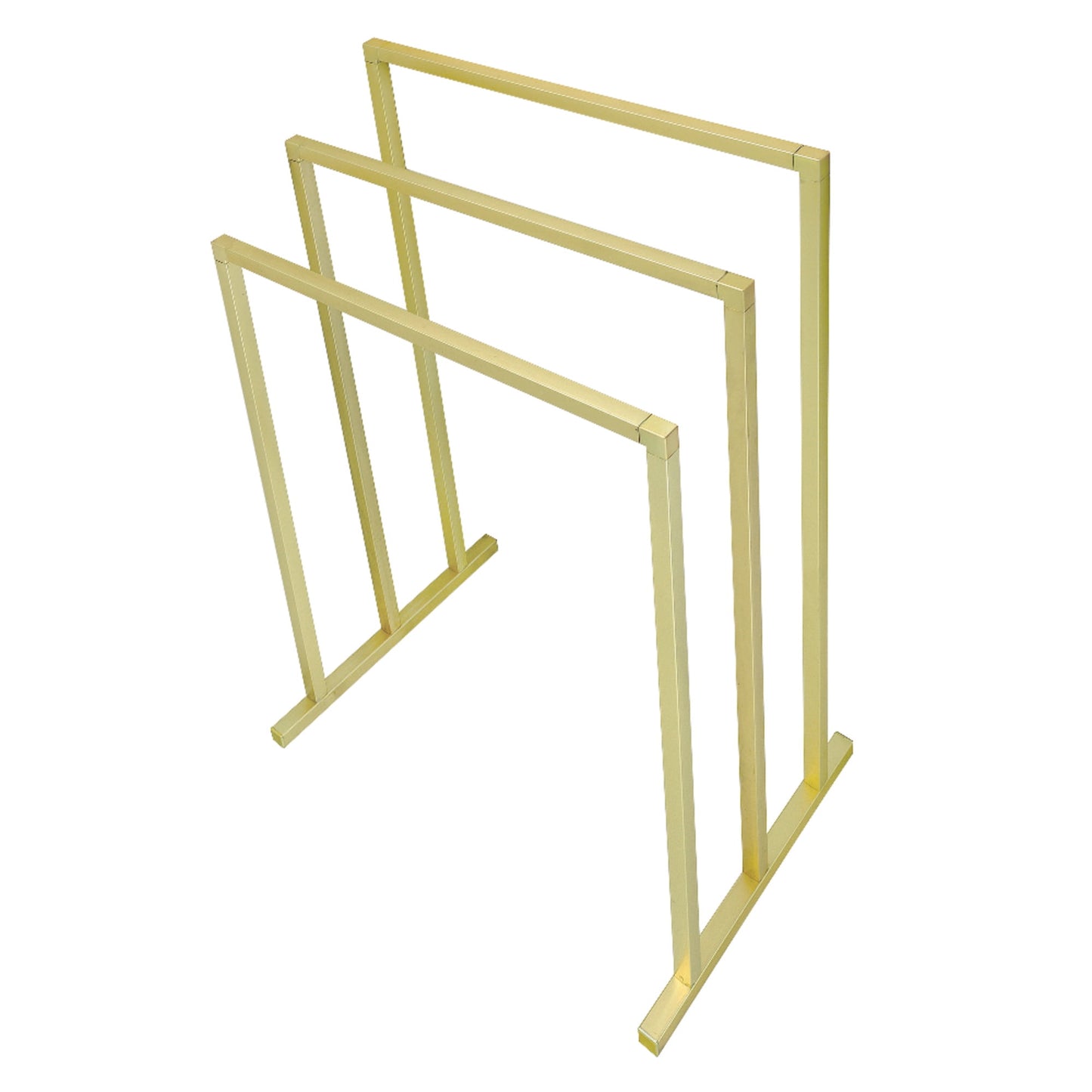 Kingston Brass SCC8287 Edenscape 33-3/16 Inch Freestanding Pedestal 3-Tier Towel Rack in Brushed Brass