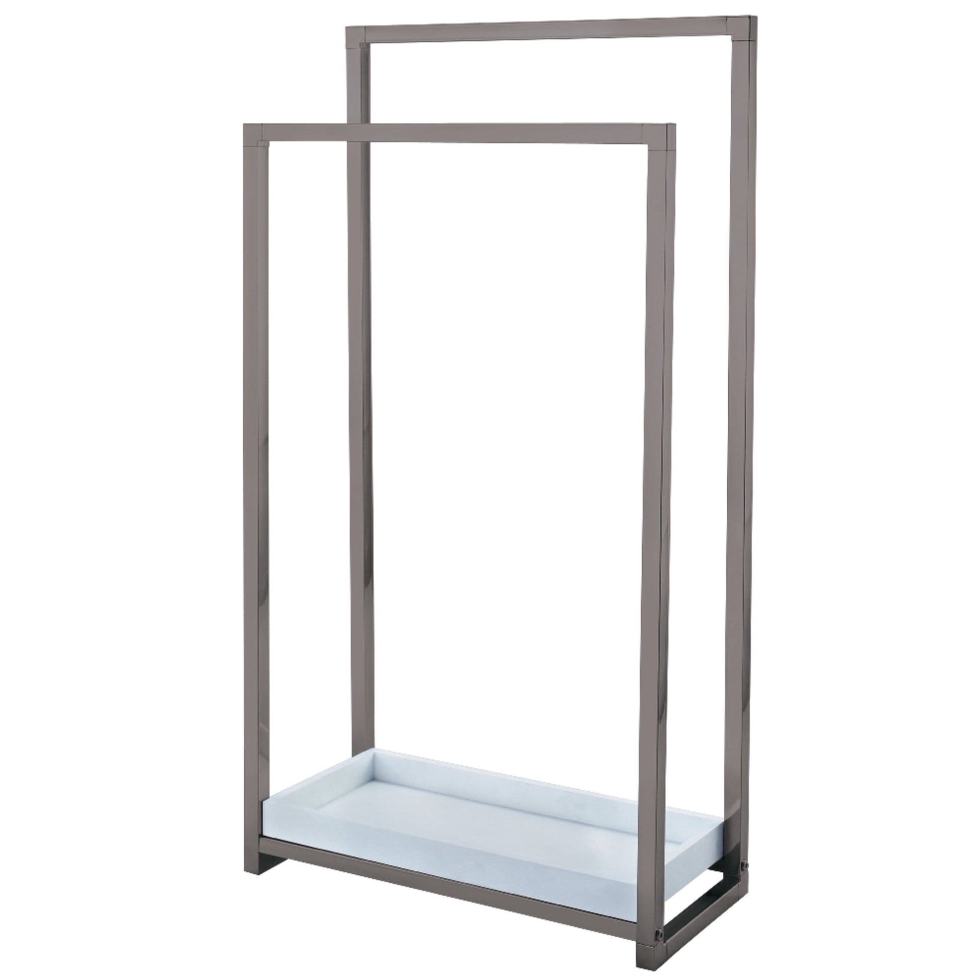 Kingston Brass SCC8268 Edenscape 33-5/8 Inch Freestanding Pedestal 2-Tier Towel Rack with Wooden Shelf in Brushed Nickel