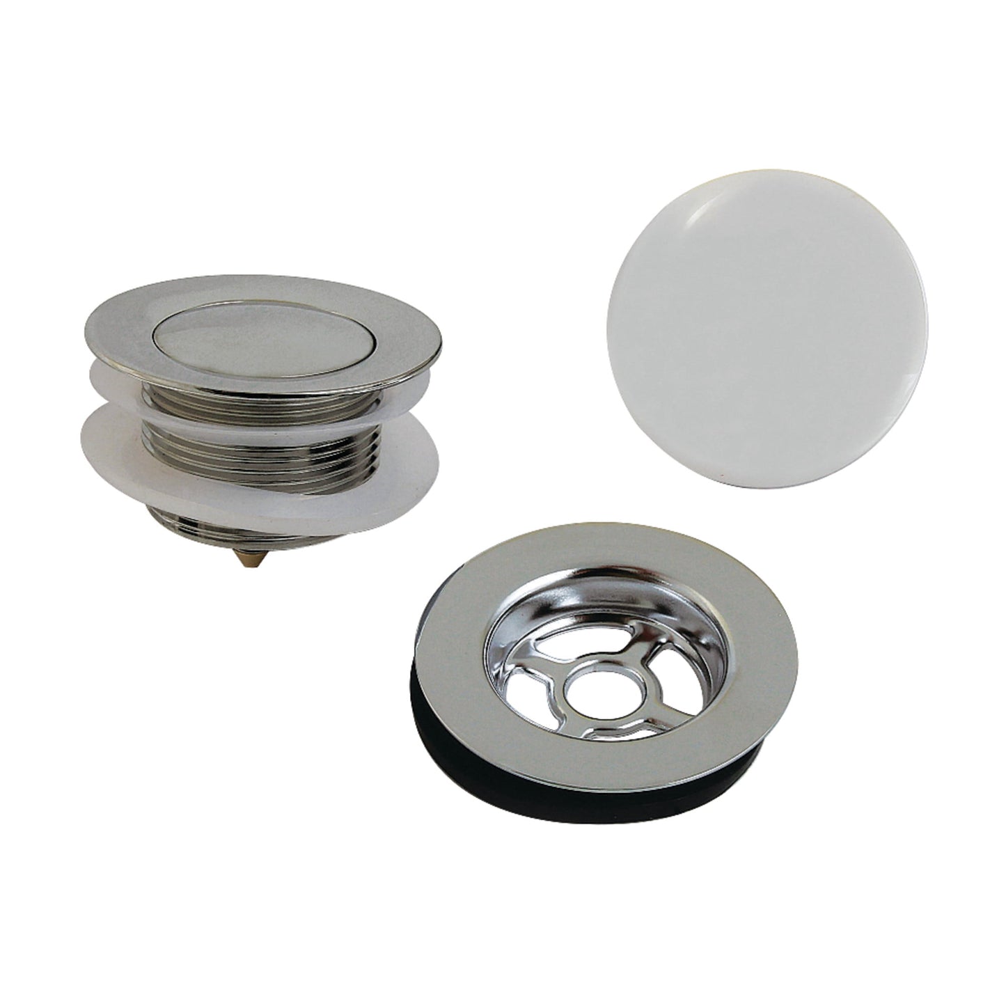 Kingston Brass VTDETRIM1 Trimscape Toe Touch Tub Drain Trim Kit with Overflow Plate, Polished Chrome