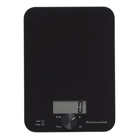 KitchenAid 11lb Digital Glass Top Kitchen and Food Scale Measures Liquid and Dry Ingredients, Black