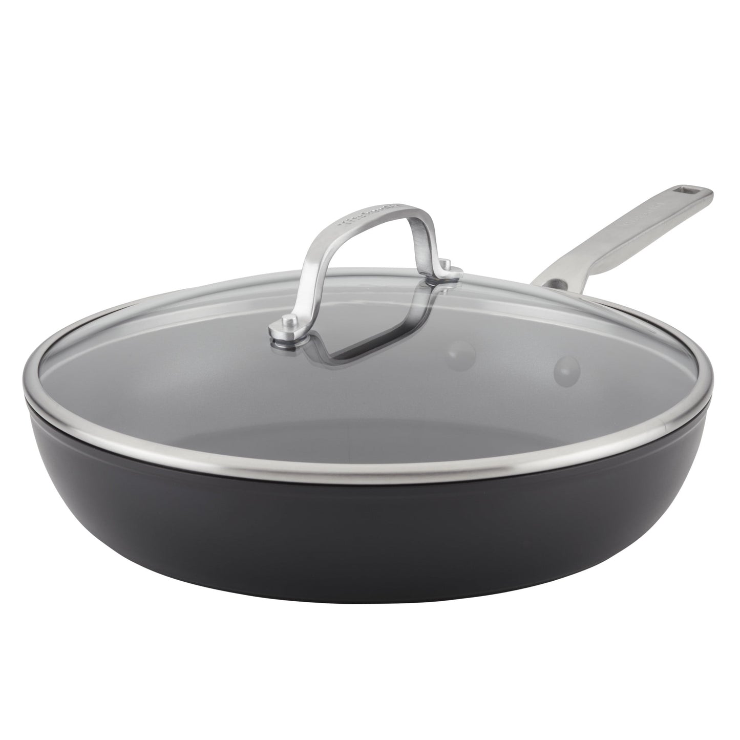 KitchenAid Hard-Anodized 12.25 Inch Induction Nonstick Frying Pan with Lid, Dishwasher Safe and Oven Safe to 500Â°F, Matte Black