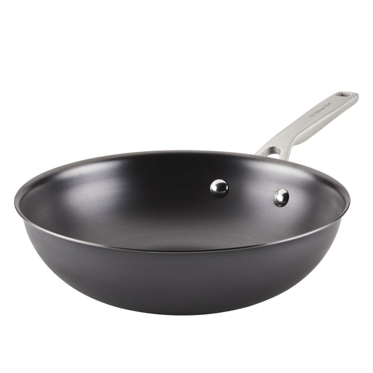 KitchenAid NITRO Carbon 10 Inch Steel Stir Fry Pan, Induction Compatible, Metal Utensil, Broiler and Oven Safe to 750Â°F, Black