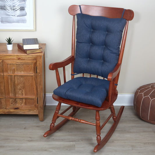 Klear Vu Gripper Non-Slip Omega 2-Piece Rocking Chair Cushion Set, Indigo Blue