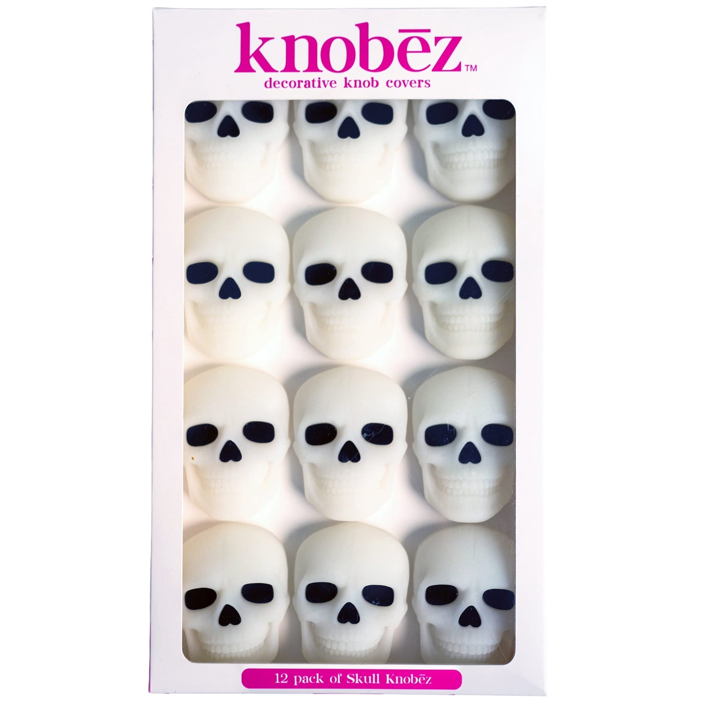 KnobÄ“z: Decorative Cabinet Knob Covers - Skull - 12pk - Stretch Over Hardware Decorations, Spooky-Halloween-Fall-Seasonal, Kitchen-Bathroom-Dressers