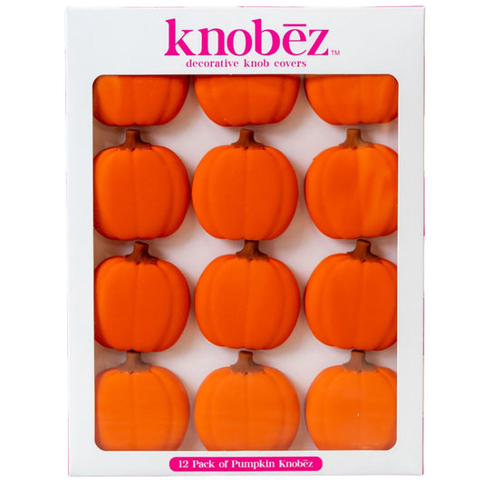 KnobÄ“z: Decorative Knob Covers - Pumpkin - 12pk - Stretch Over Hardware Decorations, Cozy Seasonal Autumn Colors, Kitchen-Bathroom-Dressers-Home