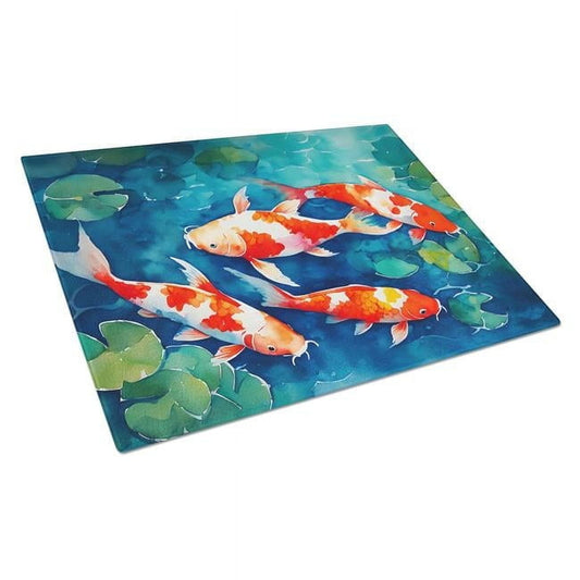 Koi Fish Glass Cutting Board Large 12 in x 15 in