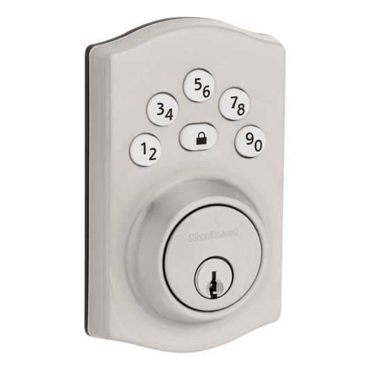 Kwikset Powerbolt 240 5-Button Keypad Satin Nickel Traditional Electronic Deadbolt Door Lock